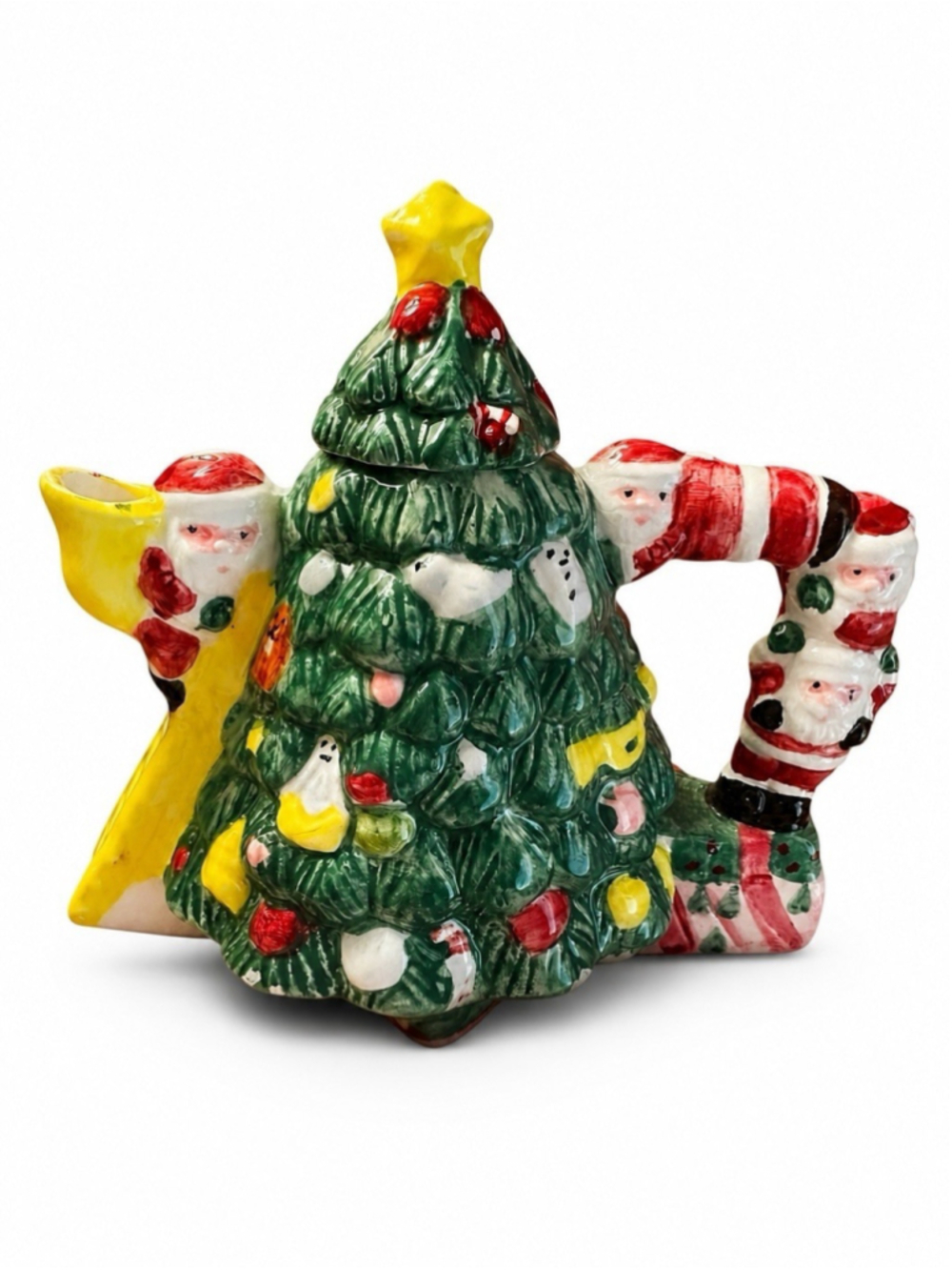 Vintage Teanee Teapot Cardinal Inc 1995 Ceramic Christmas Tree Santa Teapot